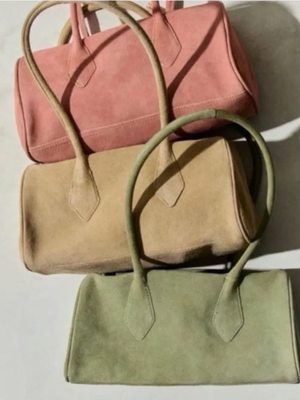 Free People‎ Sierra Suede Leather Tubular Shoulder Bag Purse in Taupe - NEW